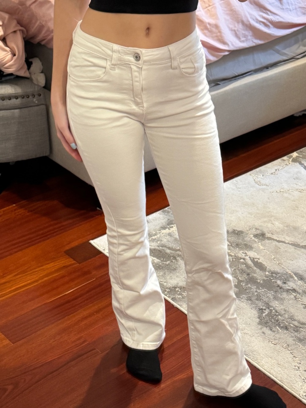White Stretch Flare Jeans for Women